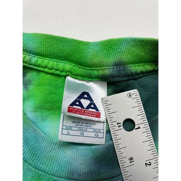 VINTAGE AAA T-shirt Men Large Green Tie Dye Short Sleeve - Picture 3 of 4